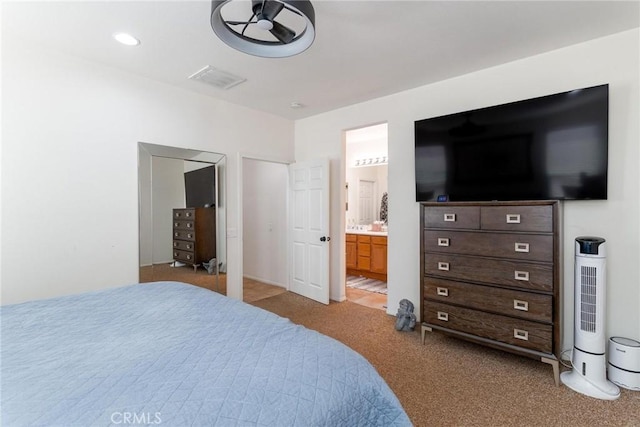 67760 Rio Vista Dr, Cathedral City, CA 92234 - bedroom featuring light carpet and ensuite bath