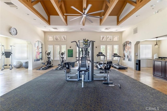 67760 Rio Vista Dr, Cathedral City, CA 92234 - gym featuring a towering ceiling and recessed lighting
