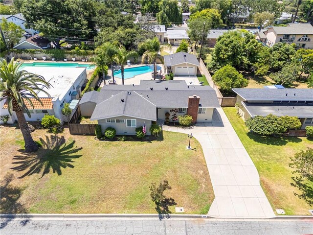 644 E Mountain View Ave, Glendora, CA 91741 - aerial view of property and surrounding area featuring a pool area