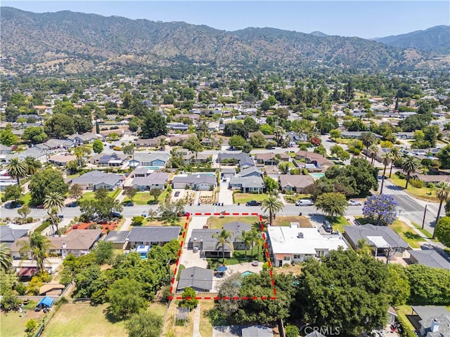 644 E Mountain View Ave, Glendora, CA 91741 - aerial perspective of suburban area featuring mountains and property parcel outlined
