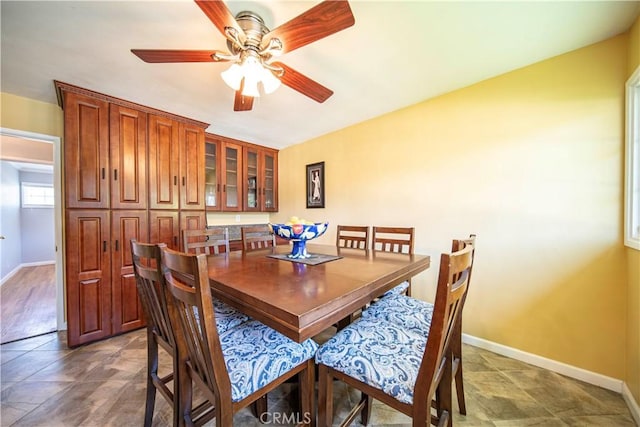 644 E Mountain View Ave, Glendora, CA 91741 - dining area featuring baseboards and a ceiling fan
