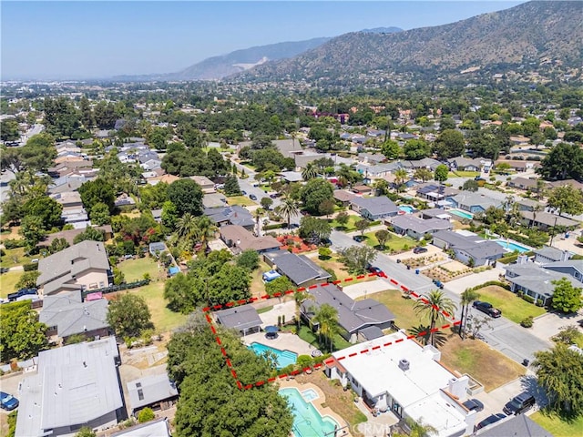 644 E Mountain View Ave, Glendora, CA 91741 - aerial view of residential area with a mountainous background and property parcel outlined