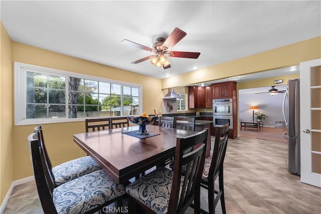 644 E Mountain View Ave, Glendora, CA 91741 - dining area with a ceiling fan and baseboards