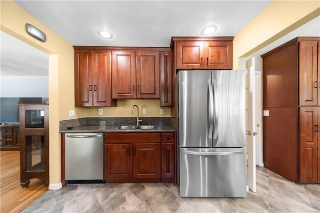 644 E Mountain View Ave, Glendora, CA 91741 - kitchen with appliances with stainless steel finishes and dark stone countertops