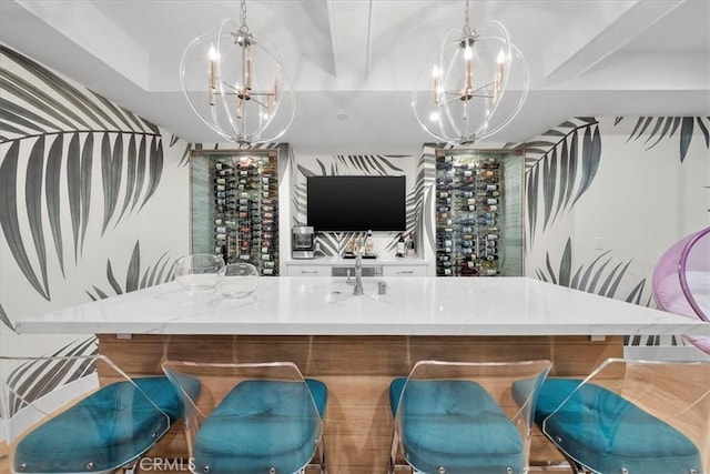910 28th St, Manhattan Beach, CA 90266 - indoor wet bar with a chandelier and decorative light fixtures