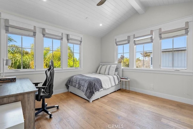 910 28th St, Manhattan Beach, CA 90266 - bedroom featuring light wood-style flooring, a desk, recessed lighting, and wood ceiling