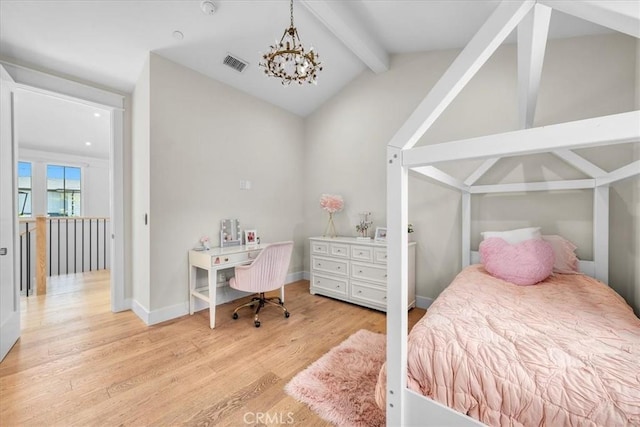 910 28th St, Manhattan Beach, CA 90266 - bedroom featuring light wood-style floors and a chandelier