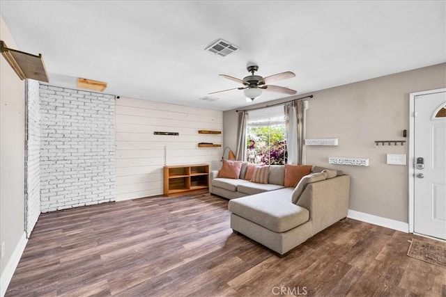 5616 Cahuilla Ave Unit 29, Palms, CA 92277 - living area with wood finished floors and a ceiling fan