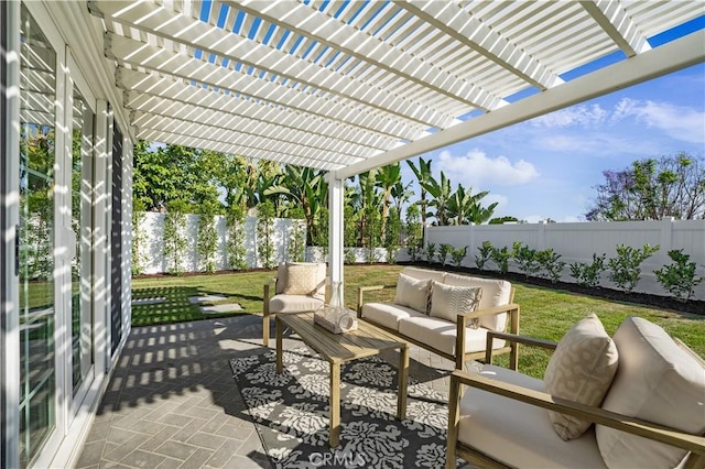 26342 Via Conchita, Mission Viejo, CA 92691 - fenced backyard with outdoor lounge area and a pergola