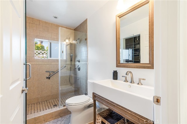 4022 Willowcrest Ave, Studio City, CA 91604 - full bath with a stall shower, vanity, and tile patterned floors