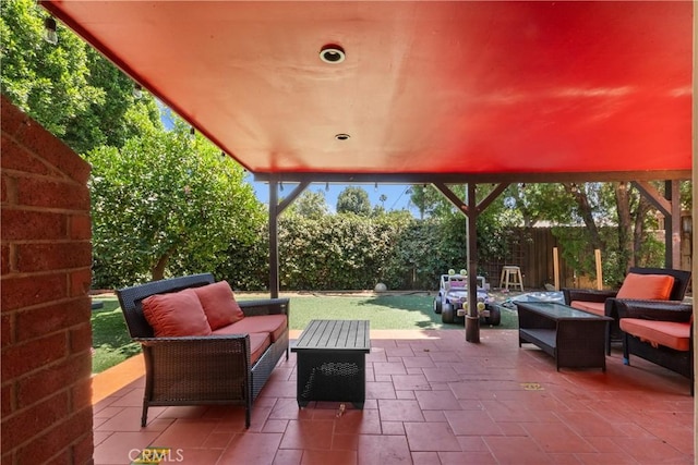 17172 Lahey St, Granada Hills, CA 91344 - fenced backyard with an outdoor hangout area and a patio