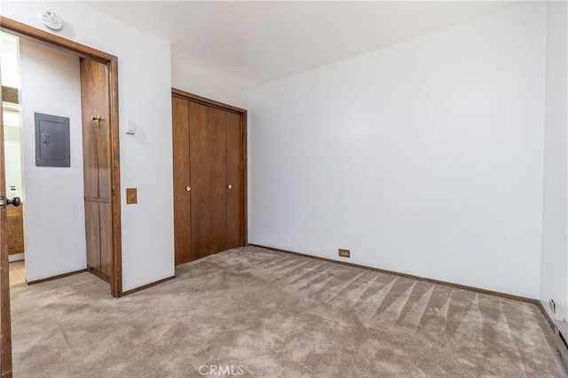 2113 Meridian Blvd Unit 133, Mammoth Lakes, CA 93546 - unfurnished bedroom featuring light colored carpet, a closet, and electric panel