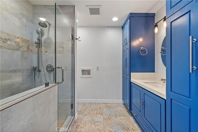 2700 E Panorama Dr Unit 208, Signal Hill, CA 90755 - full bath with a stall shower, vanity, and recessed lighting