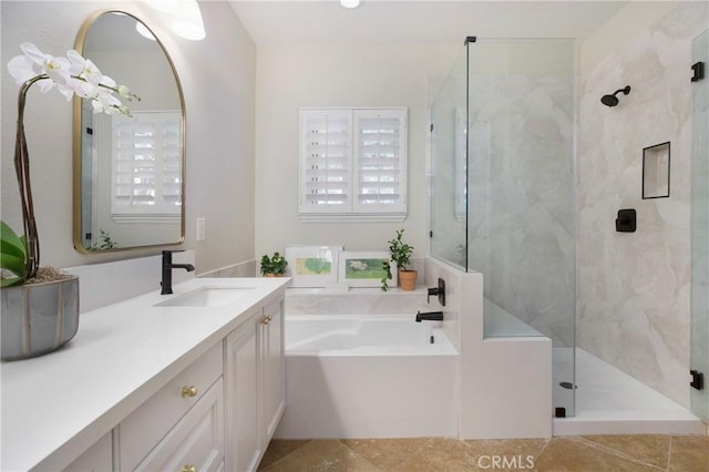 6 Via Amanti, Newport Coast, CA 92657 - bathroom with a stall shower, a bath, vanity, and healthy amount of natural light