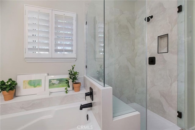 6 Via Amanti, Newport Coast, CA 92657 - full bathroom featuring a bath and a marble finish shower