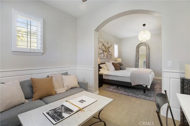 6 Via Amanti, Newport Coast, CA 92657 - carpeted bedroom with arched walkways and wainscoting