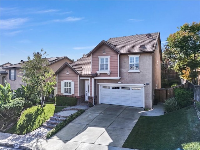 7059 E Monaco, Orange, CA 92867 - traditional-style home with an attached garage, driveway, a tiled roof, and stucco siding