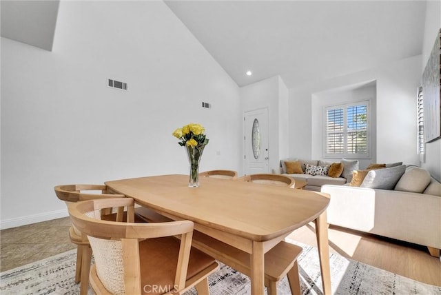 7059 E Monaco, Orange, CA 92867 - dining space featuring high vaulted ceiling and recessed lighting
