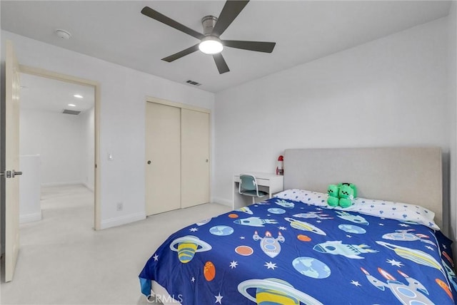 7059 E Monaco, Orange, CA 92867 - carpeted bedroom featuring a closet and ceiling fan