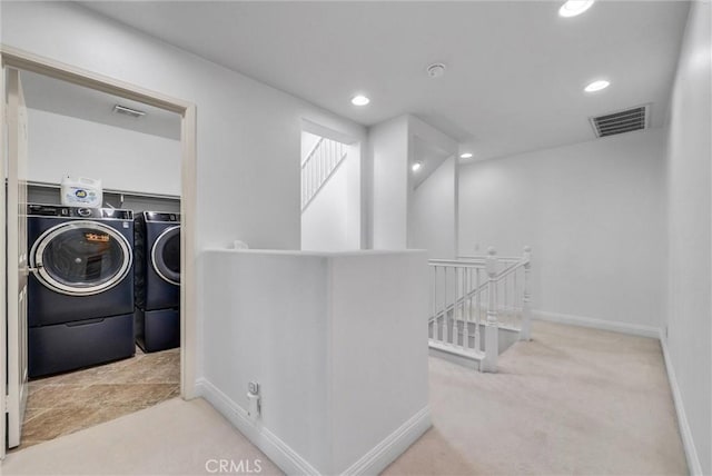 7059 E Monaco, Orange, CA 92867 - laundry area with separate washer and dryer, carpet flooring, and recessed lighting