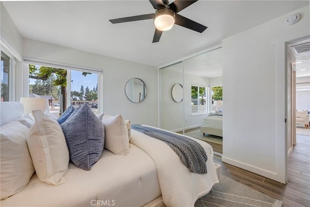 2302 Cayuga Ave, Placentia, CA 92870 - bedroom with wood finished floors, a closet, and ceiling fan