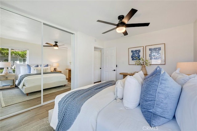 2302 Cayuga Ave, Placentia, CA 92870 - bedroom featuring wood finished floors, a closet, and ceiling fan