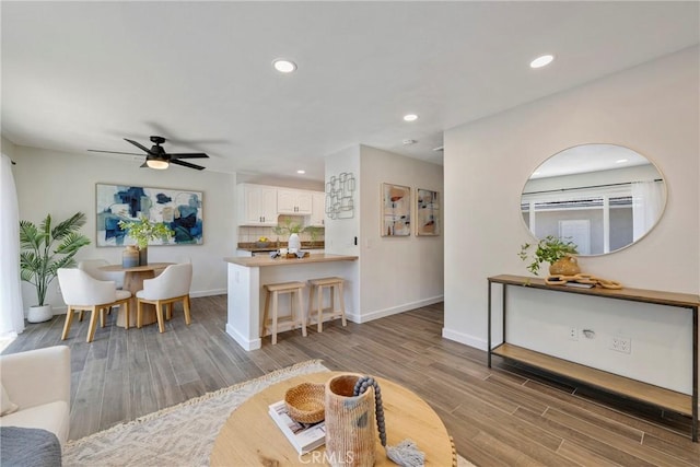 2302 Cayuga Ave, Placentia, CA 92870 - living room featuring recessed lighting, ceiling fan, and wood finished floors