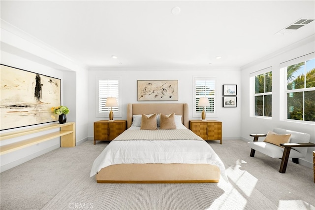 56 Cartwheel, Irvine, CA 92618 - bedroom featuring ornamental molding, carpet flooring, multiple windows, and recessed lighting