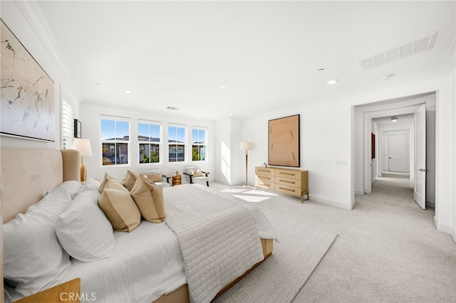 56 Cartwheel, Irvine, CA 92618 - bedroom with light colored carpet, crown molding, multiple windows, and recessed lighting