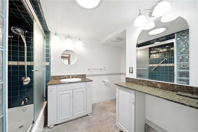 1125 Indian Springs Dr, Glendora, CA 91741 - bathroom with vanity and shower / bath combination with glass door