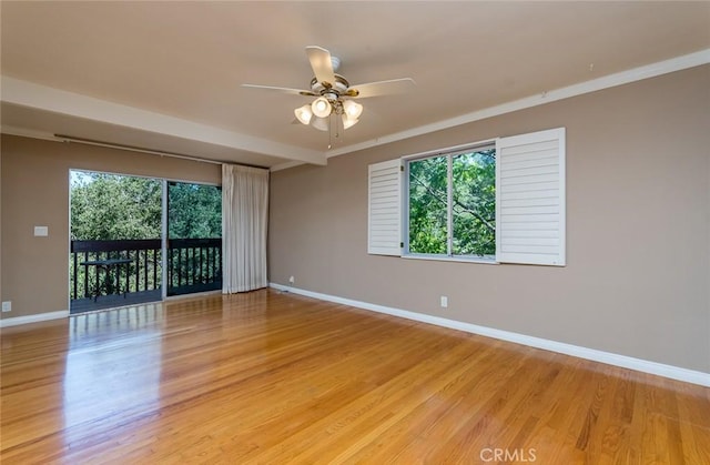 1835 Las Flores Dr, Glendale, CA 91207 - empty room with healthy amount of natural light, light wood-type flooring, a ceiling fan, and ornamental molding