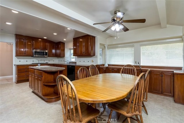 1835 Las Flores Dr, Glendale, CA 91207 - dining space featuring a ceiling fan, recessed lighting, and light flooring