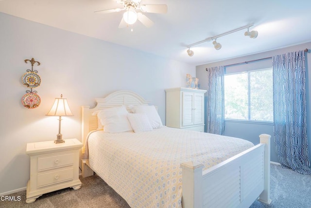 1584 Prima Ct, Camarillo, CA 93010 - carpeted bedroom with rail lighting and ceiling fan