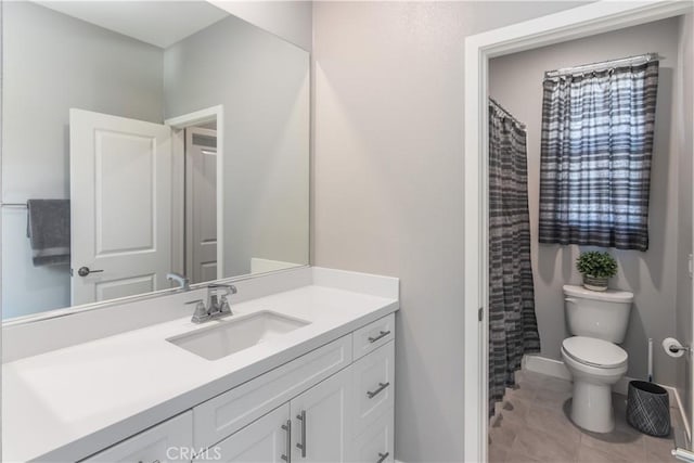 18824 Juniper Springs Dr, Canyon Country, CA 91321 - bathroom featuring vanity, tile patterned floors, and a shower with curtain