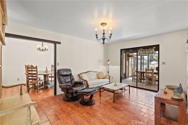 31039 Hasley Canyon Rd, Castaic, CA 91384 - tiled living area with a chandelier