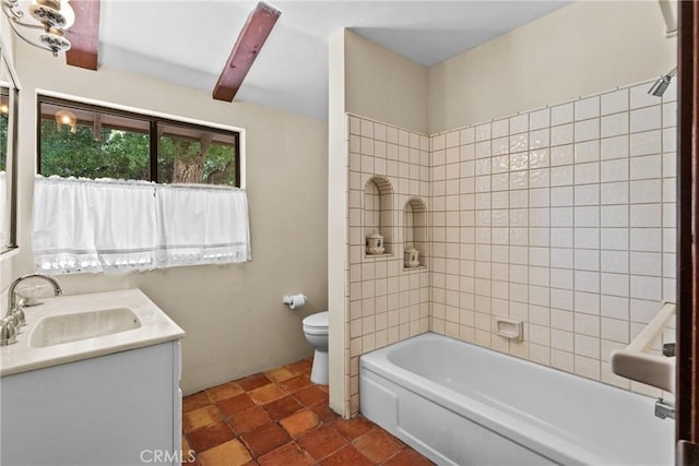 31039 Hasley Canyon Rd, Castaic, CA 91384 - bathroom with vanity, bathing tub / shower combination, and tile patterned flooring
