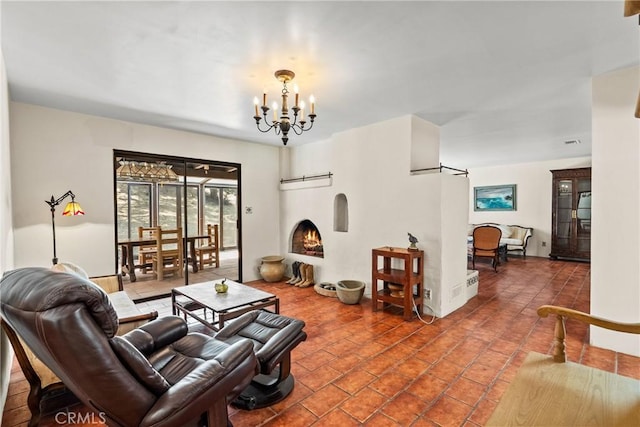 31039 Hasley Canyon Rd, Castaic, CA 91384 - living room featuring a chandelier and tile patterned floors