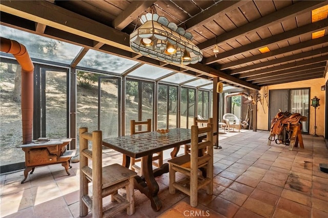 31039 Hasley Canyon Rd, Castaic, CA 91384 - sunroom with beam ceiling, outdoor dining area, and plenty of natural light
