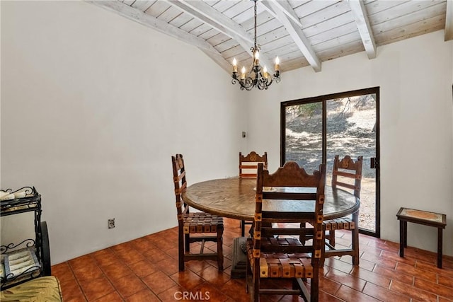 31039 Hasley Canyon Rd, Castaic, CA 91384 - dining space featuring a chandelier and wood ceiling