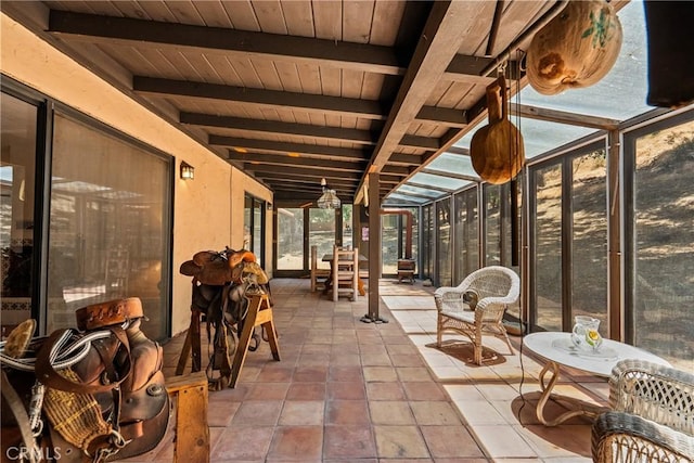 31039 Hasley Canyon Rd, Castaic, CA 91384 - sunroom featuring beam ceiling