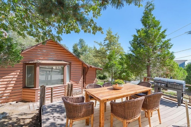 1211 Bridal Path, Rimforest, CA 92378 - deck featuring grilling area and outdoor dining area