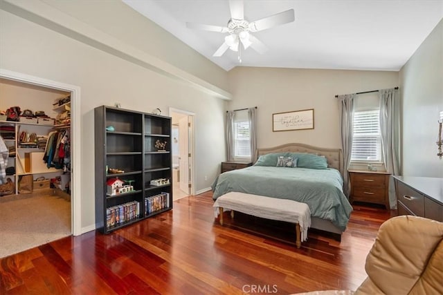 109 W Chestnut St, Nipomo, CA 93444 - bedroom featuring multiple windows, vaulted ceiling, wood finished floors, a spacious closet, and a closet