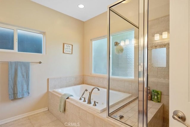 109 W Chestnut St, Nipomo, CA 93444 - full bathroom featuring a garden tub, a stall shower, and tile patterned flooring