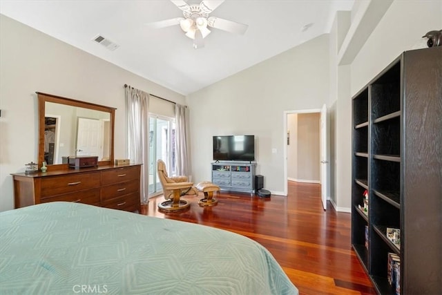 109 W Chestnut St, Nipomo, CA 93444 - bedroom featuring wood finished floors, lofted ceiling, and ceiling fan