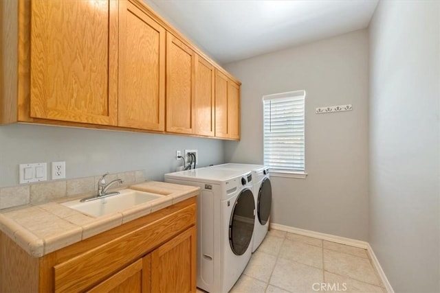 109 W Chestnut St, Nipomo, CA 93444 - washroom with cabinet space, independent washer and dryer, and light tile patterned flooring