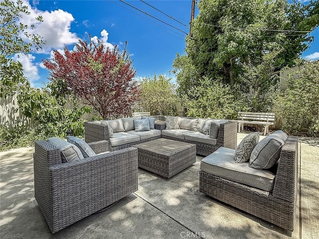 24017 Sylvan St, Woodland Hills, CA 91367 - fenced backyard with an outdoor living space and a patio