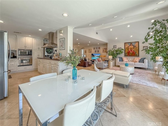 24017 Sylvan St, Woodland Hills, CA 91367 - dining space with recessed lighting and light tile patterned floors