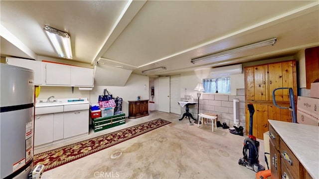 23728 Manzanita Dr, Crestline, CA 92325 - basement featuring water heater and a wall mounted air conditioner