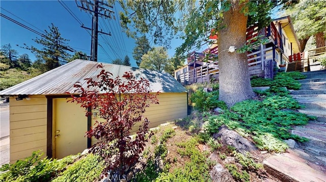 23728 Manzanita Dr, Crestline, CA 92325 - view of outdoor structure featuring stairs