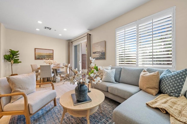 6104 Citracado Cir, Carlsbad, CA 92009 - living room featuring recessed lighting and wood finished floors